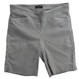 Hilary Radley Black White Pinstripe Pull On Shorts Stretch Size 10 Nautical Prep